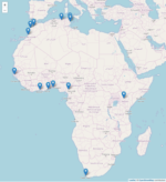 Map of crystallography facilities in Africa